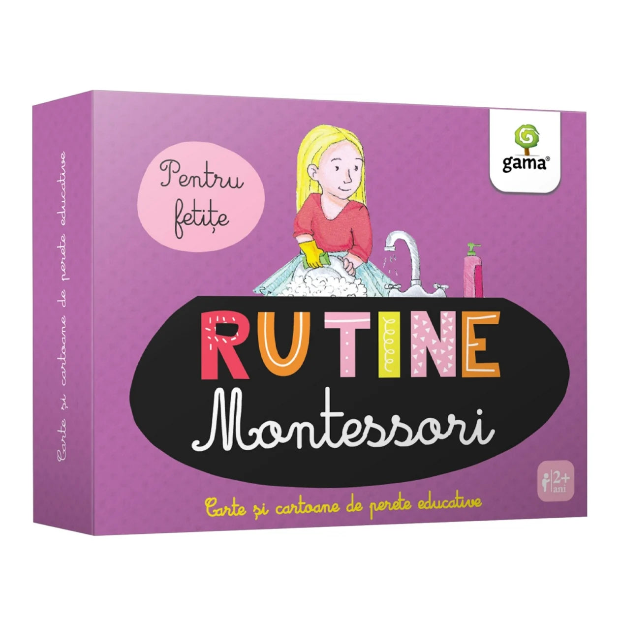Rutina zilnica Montessori pentru fetite - Cartoane de perete educative si decorative