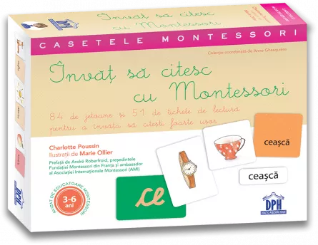 Invat sa citesc cu Montessori: 84 de Jetoane si 51 de tichete de lectura pentru a invata sa citesti foarte usor