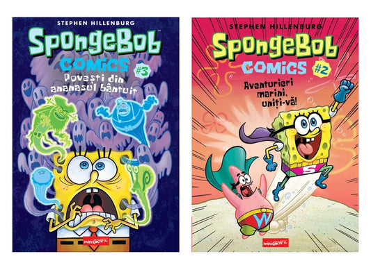 SPONGEBOB COMICS #3: POVESTI DIN ANANASUL BANTUIT   (Stephen Hillenburg)    [miniGRAFIC] + SPONGEBOB COMICS #2: AVENTURIERI MARINI, UNITI-VA! (Stephen Hillenburg)    [miniGRAFIC]