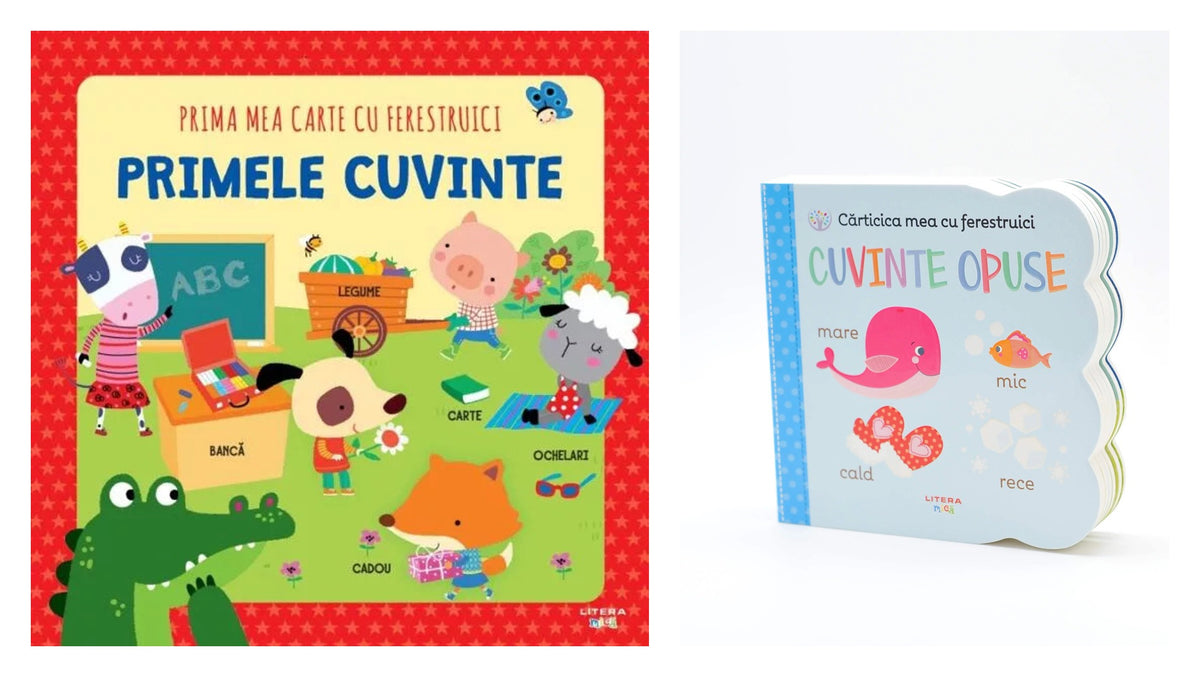PRIMA MEA CARTE CU FERESTRUICI. PRIMELE CUVINTE + CARTICICA MEA CU FERESTRUICI. Cuvinte opuse. Bebe invata. reeditare