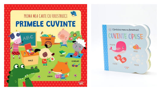 PRIMA MEA CARTE CU FERESTRUICI. PRIMELE CUVINTE + CARTICICA MEA CU FERESTRUICI. Cuvinte opuse. Bebe invata. reeditare