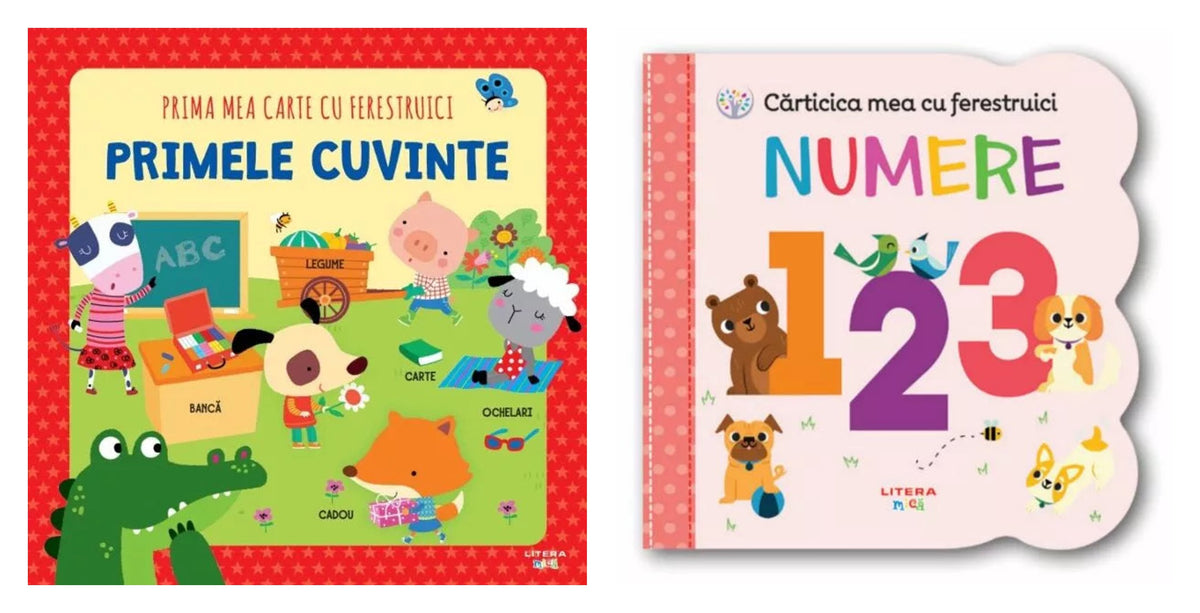 PRIMA MEA CARTE CU FERESTRUICI. PRIMELE CUVINTE + CARTICICA MEA CU FERESTRUICI. Numere 123. Bebe invata. reeditare