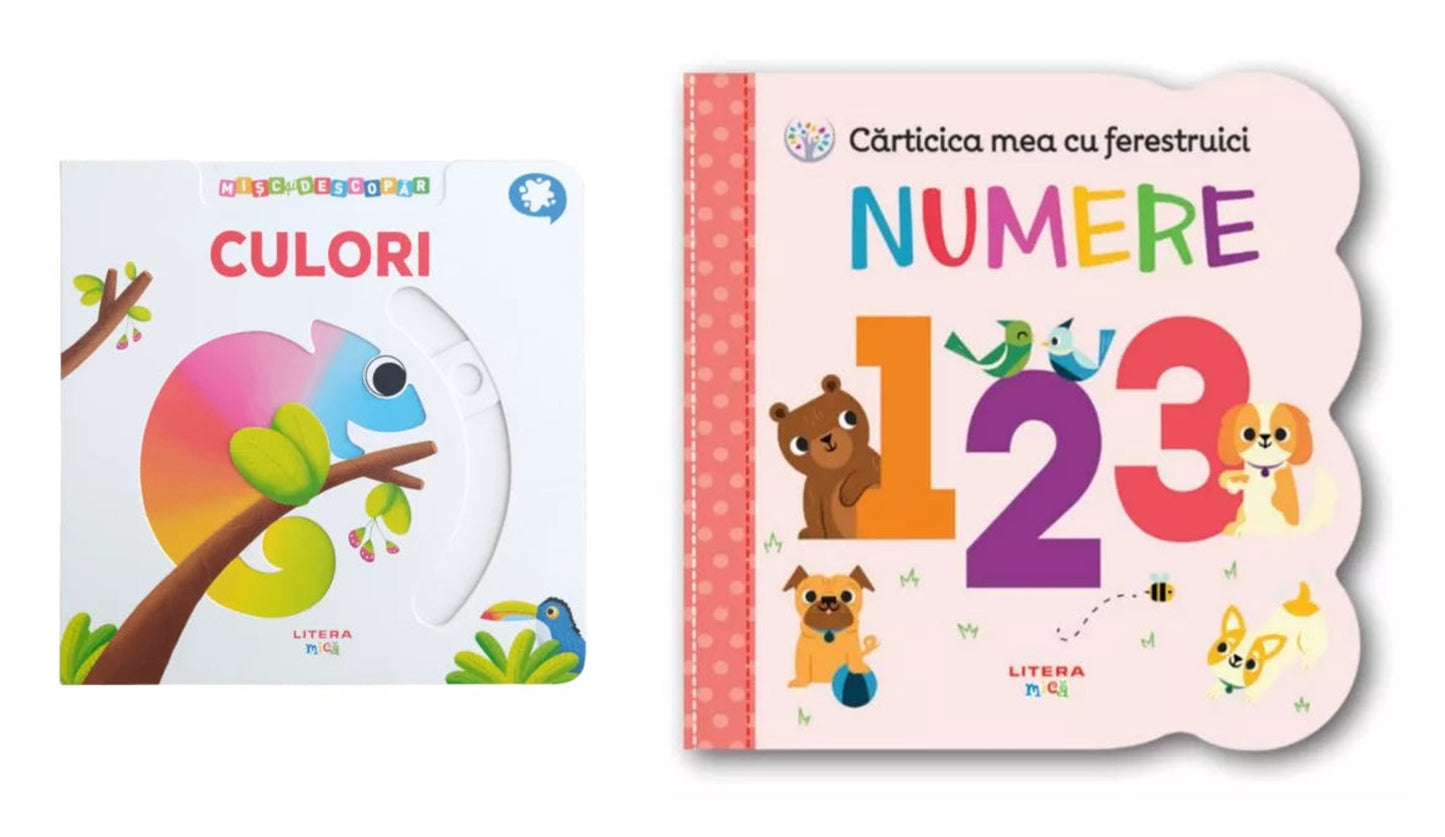 Misc si descopar. Culori + CARTICICA MEA CU FERESTRUICI. Numere 123. Bebe invata. reeditare