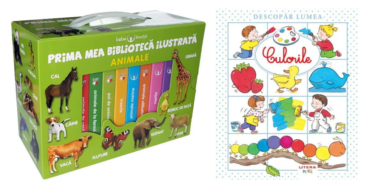 Pachet: Animale - Prima mea biblioteca ilustrata, Bebe invata + Descopar lumea. Culorile