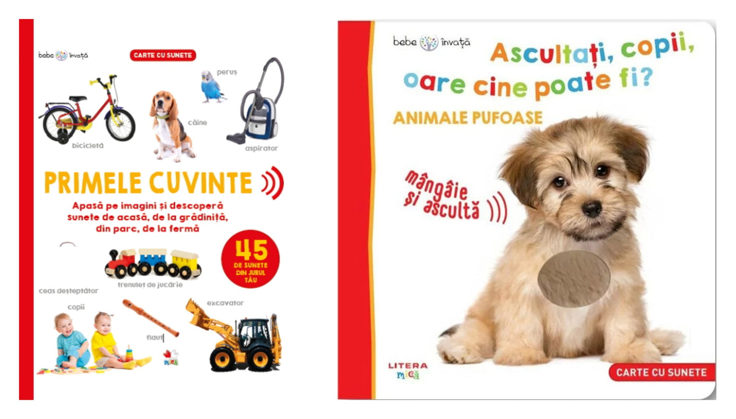 Bebe învață. Primele cuvinte. 45 de sunete din jurul tău + Bebe invata. Ascultati, copii, oare cine poate fi? Animale pufoase