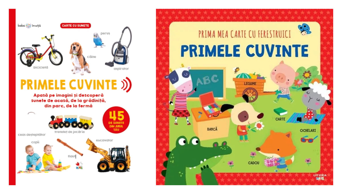 Bebe învață. Primele cuvinte. 45 de sunete din jurul tău + PRIMA MEA CARTE CU FERESTRUICI. PRIMELE CUVINTE