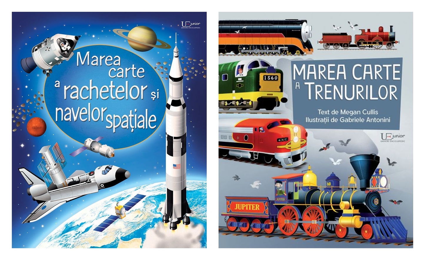 Marea carte a rachetelor si navelor spatiale + Marea carte a trenurilor - Megan Cullis - Usborne Books