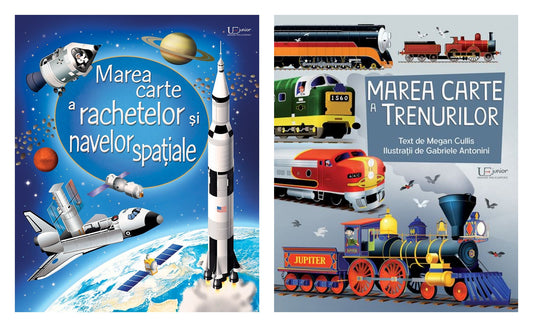 Marea carte a rachetelor si navelor spatiale + Marea carte a trenurilor - Megan Cullis - Usborne Books